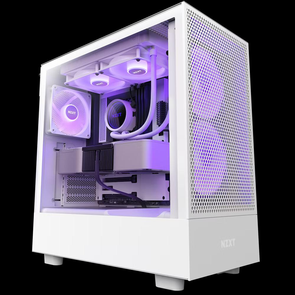 NZXT H5 Flow RGB Compact ATX Mid-Tower Case - White
