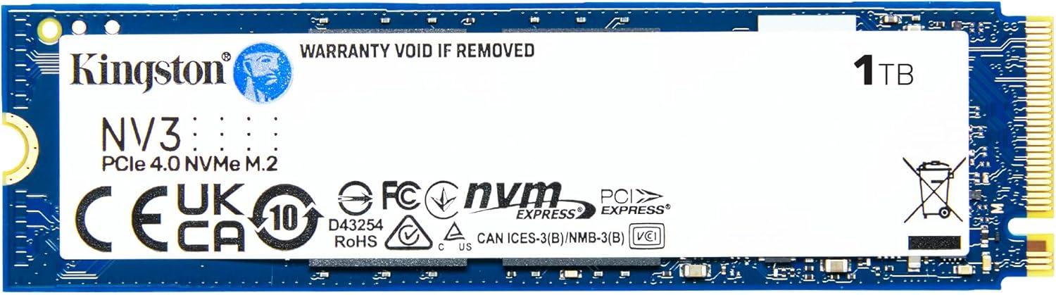 وحدة تخزين SSD كينغستون NV3 2280 بسعة 1 تيرابايت 2280  PCIe 4.0 NVMe M.2 - (6,000MB/s قراءة - 4,000MB/s كتابة)