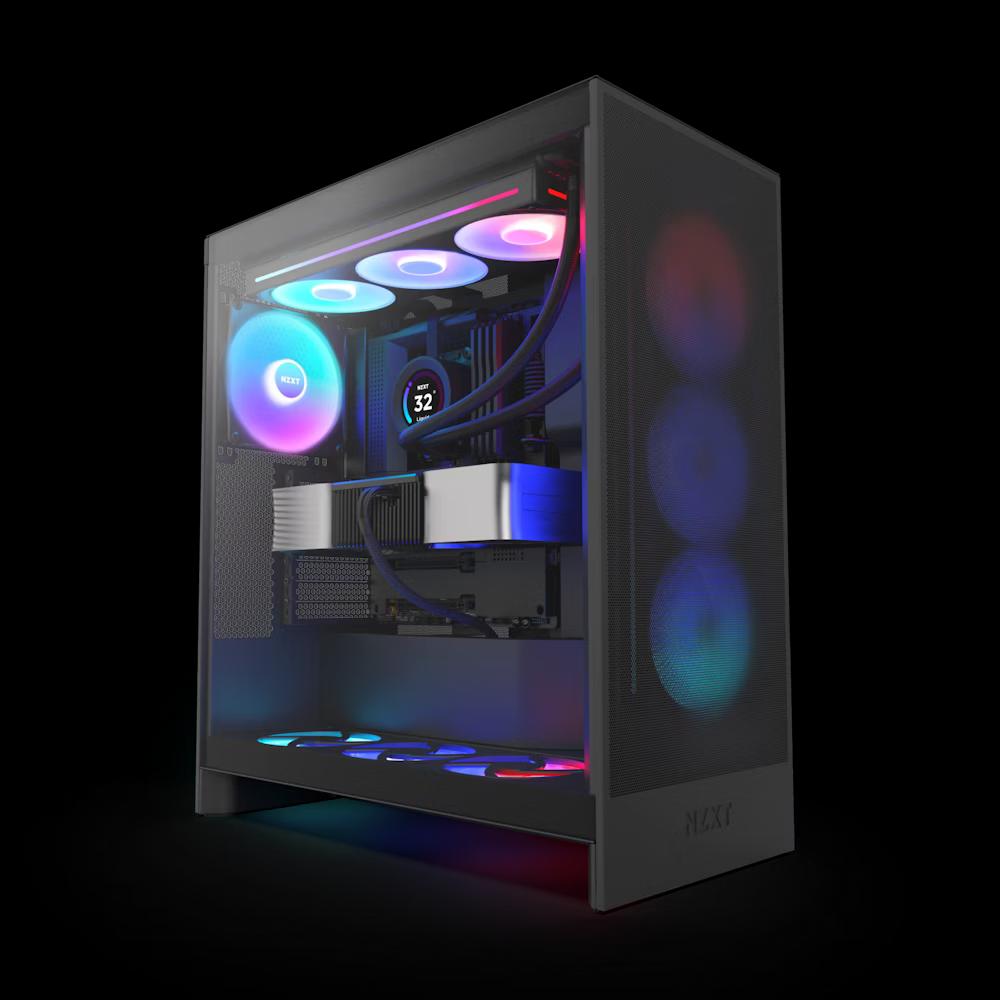 NZXT H7 Flow RGB Mid-Tower ATX Airflow Case with RGB Fans - Black