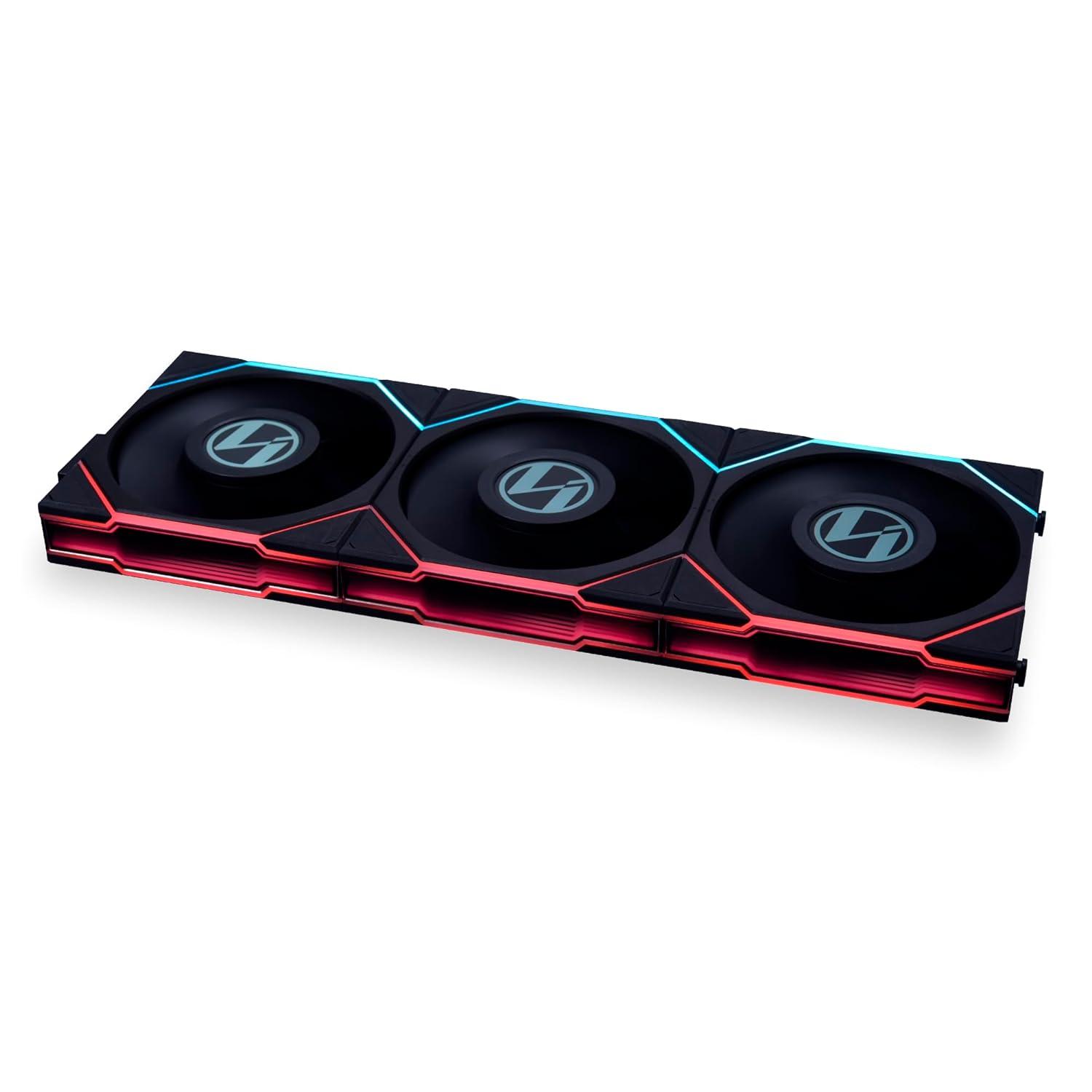  مراوح ليان لي UNI FAN TL LCD  - ثلاث مراوح عكسيه بحجم 120 ملم مع وحدة تحكم - أسود