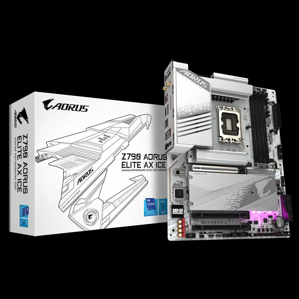 اللوحة الأم جيجابايت Z790 أوروس إليت AX ICE مقبس LGA1700 انتل DDR5 - أبيض