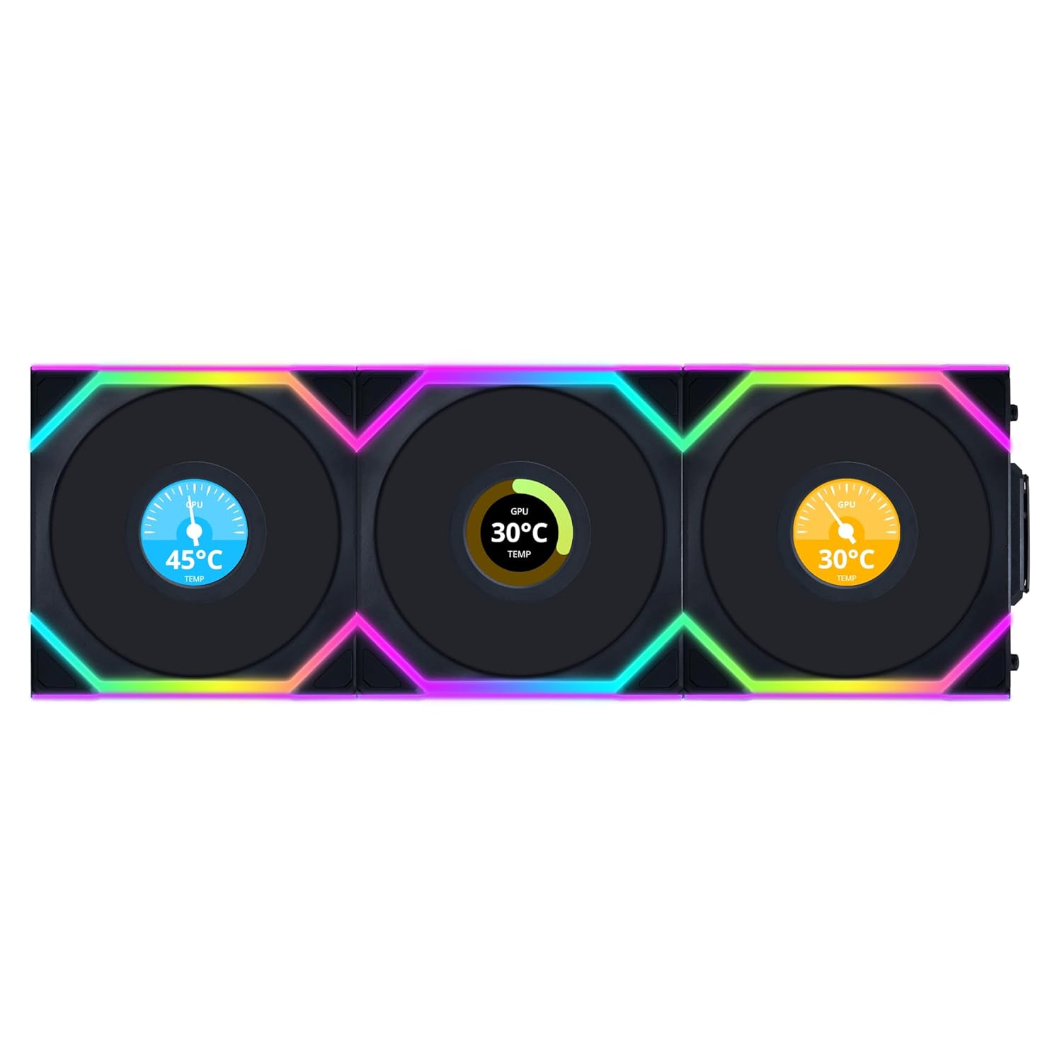 Lian Li UNI FAN SL120 Wireless LCD ARGB Triple Pack Reverse Blade - Black