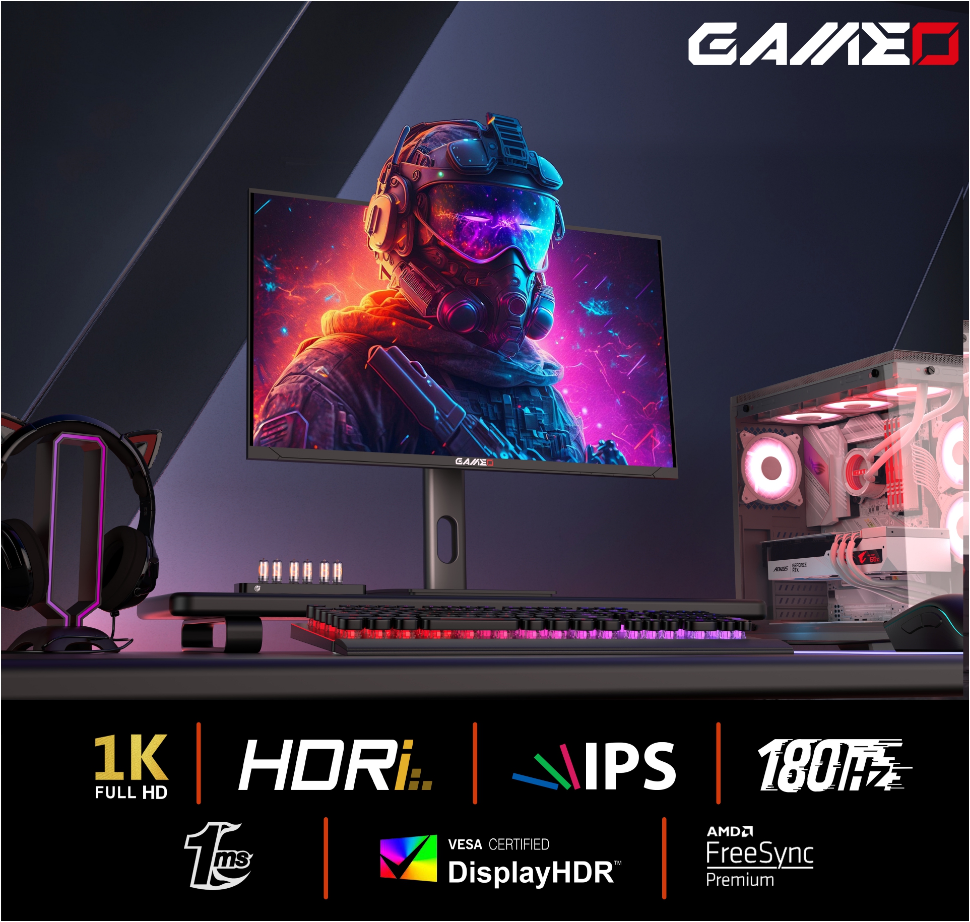 GAMEO MR27FHD180IPS 27 Inch FHD 180Hz 1ms Fast IPS Gaming Monitor - FHD 1920x1080