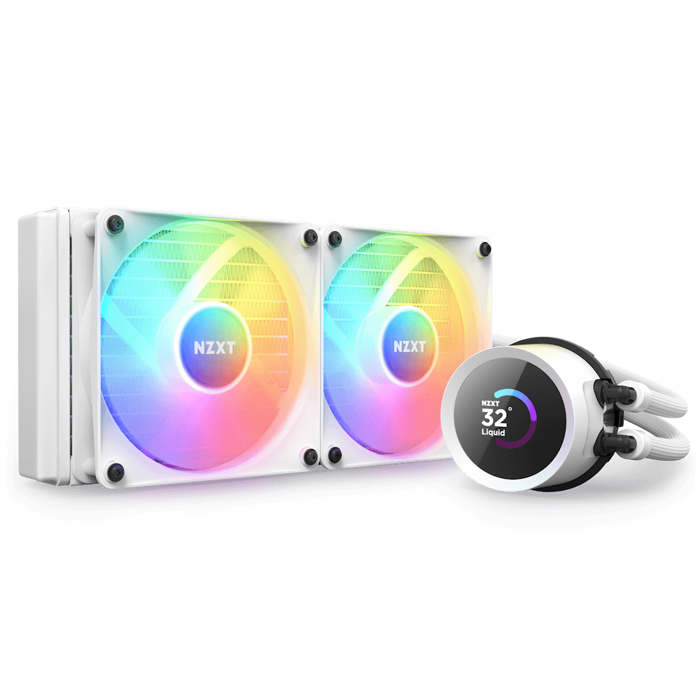 NZXT Kraken RGB AIO CPU Liquid Cooler - White - 2 x F120 RGB Core - 240mm