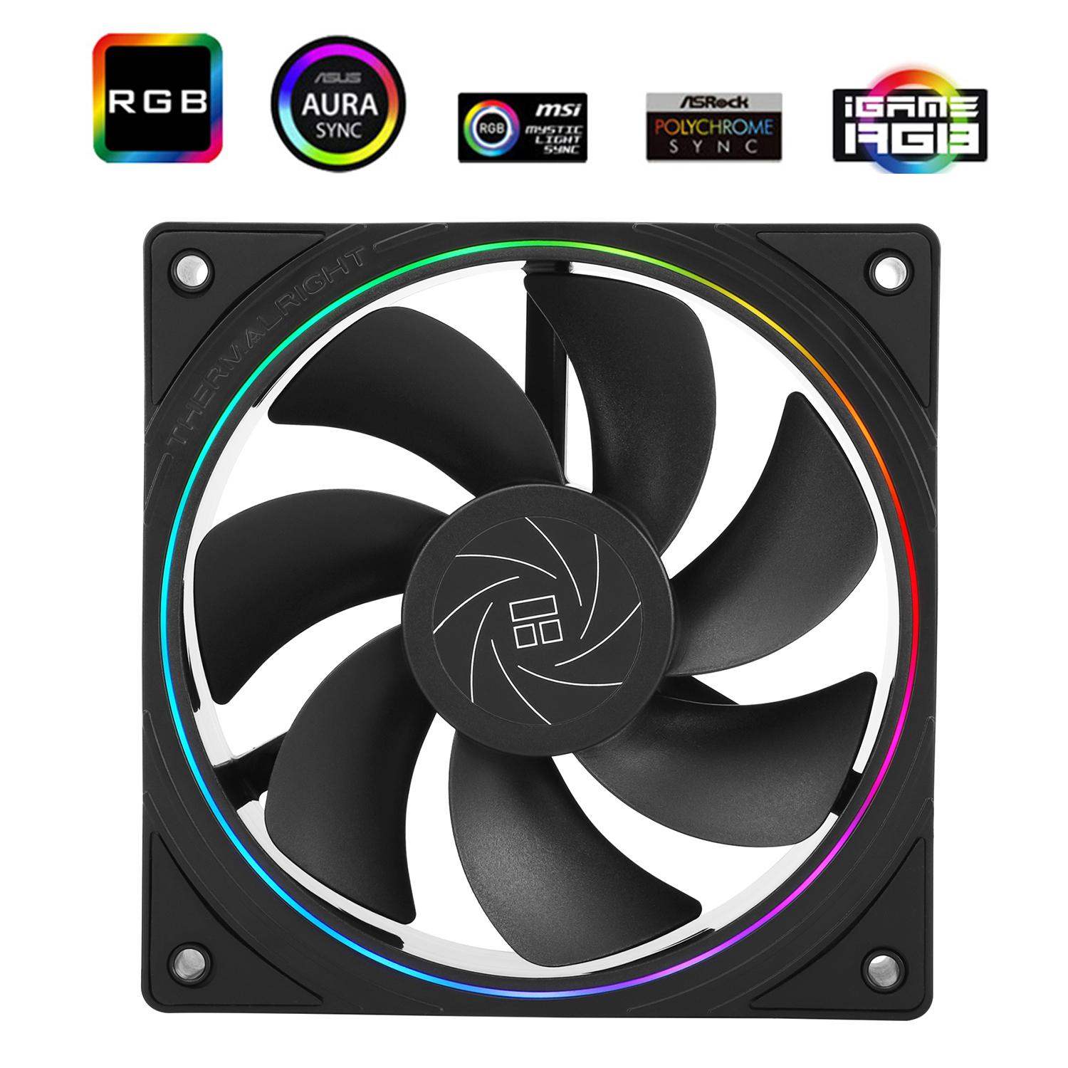 Thermalrigh TL-S12R 120mm ARGB Fan - Single Fan - Reverse - Black