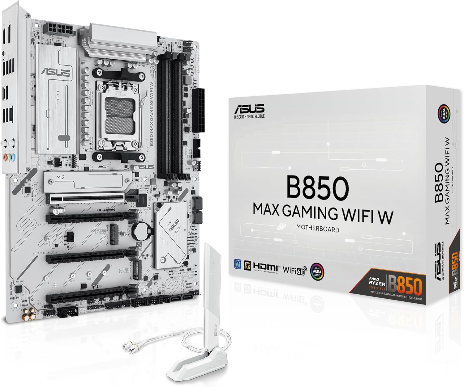 ASUS B850 MAX GAMING WIFI W AMD AM5 Motherboard - White