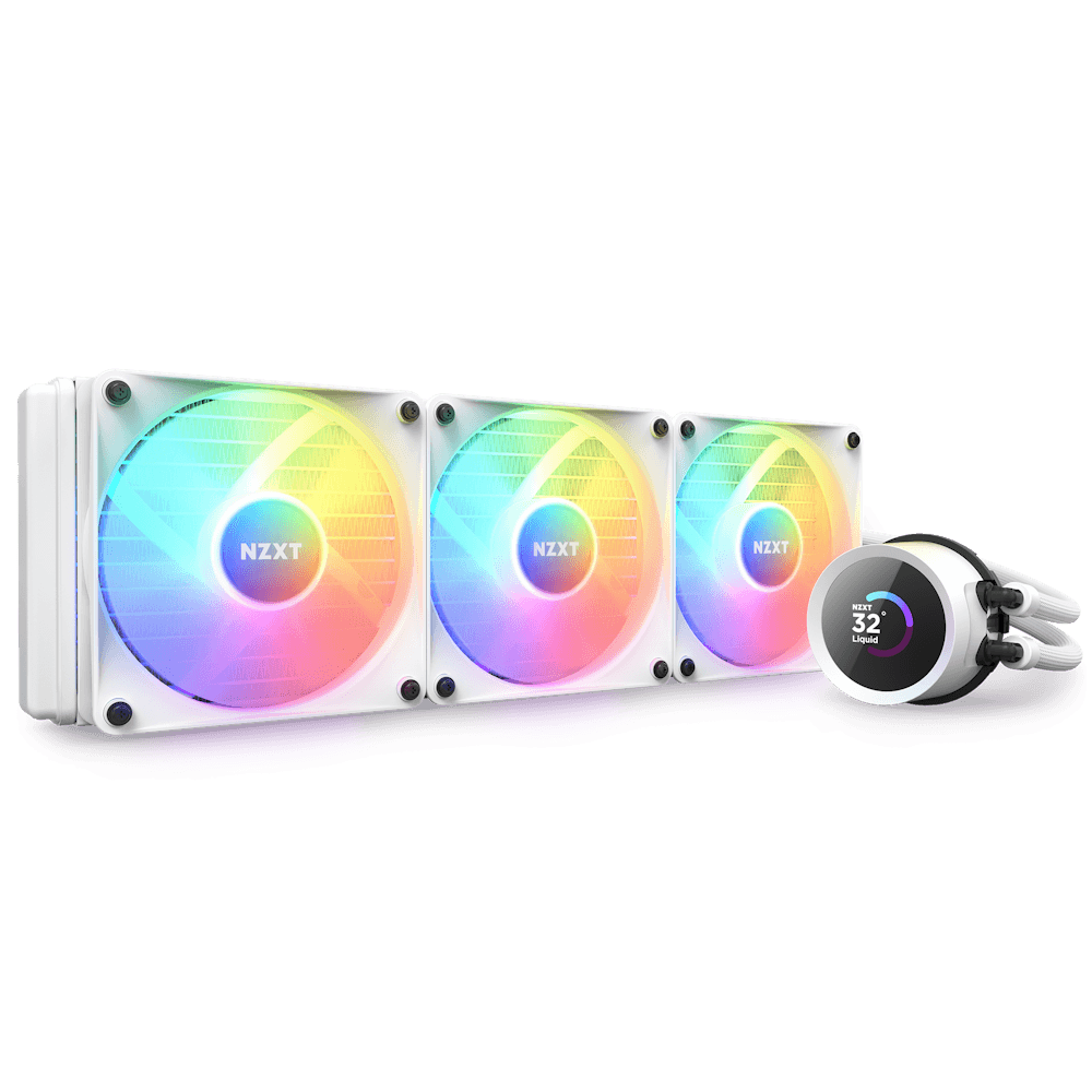 NZXT Kraken RGB AIO CPU Liquid Cooler - White - 3 x F120 RGB Core - 360mm