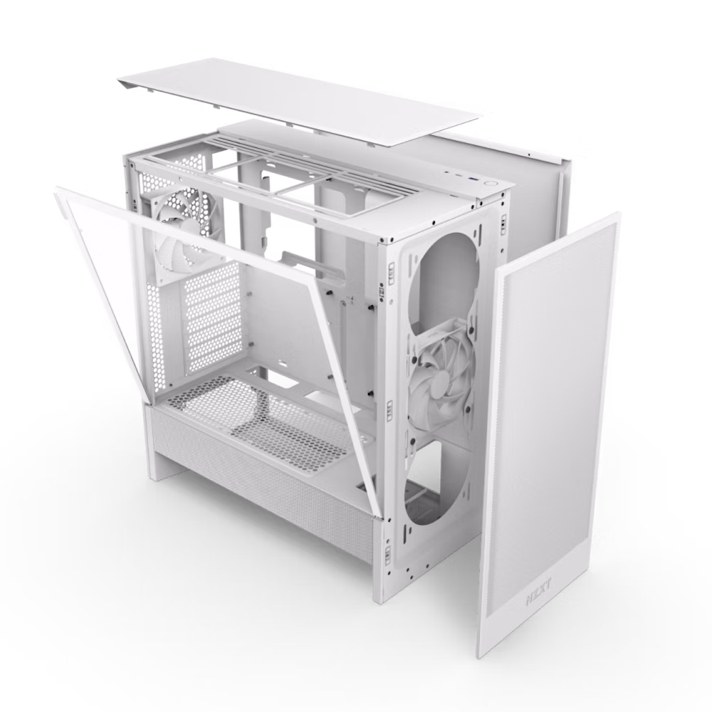 NZXT H5 Flow 2024 Edition Compact Mid-Tower ATX Airflow Case - White