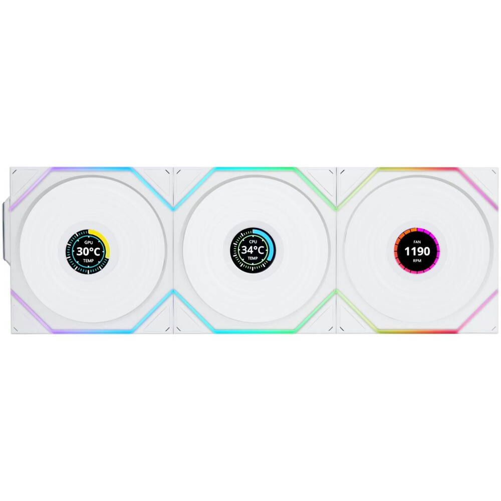 Lian Li UNI Fan TL120 LCD Wireless LCD 120mm Triple Pack - White