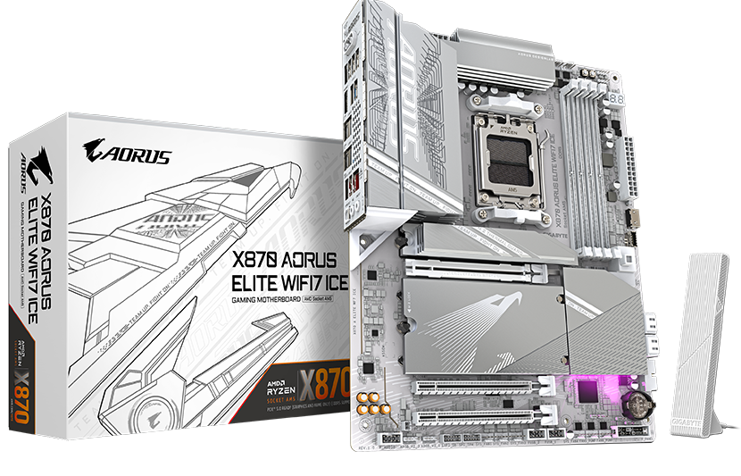 Gigabyte X870 AORUS ELITE WIFI7 ICE AM5 DDR5 Motherboard - AMD