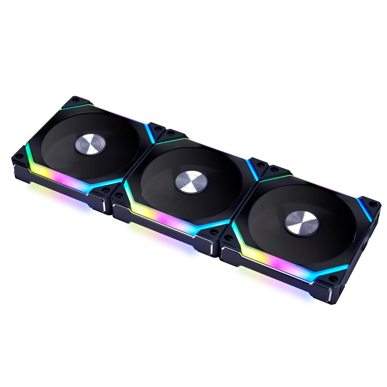 Lian Li UNI Fans SL120 V2 RGB 120mm - Triple Pack With Controller - Black 