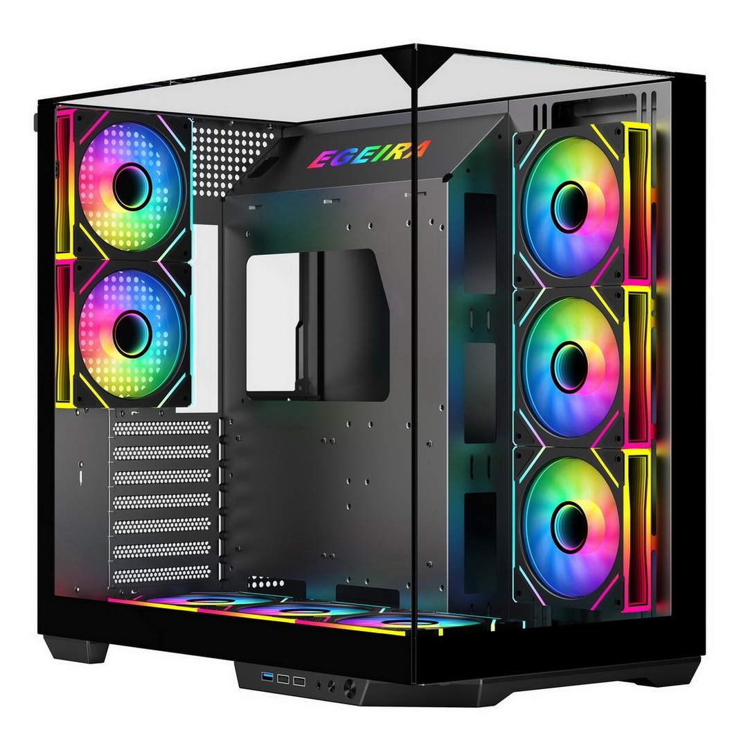 كيس إيجيرا ميراج ATX متوسط الحجم مع 8 مراوح ARGB - اسود