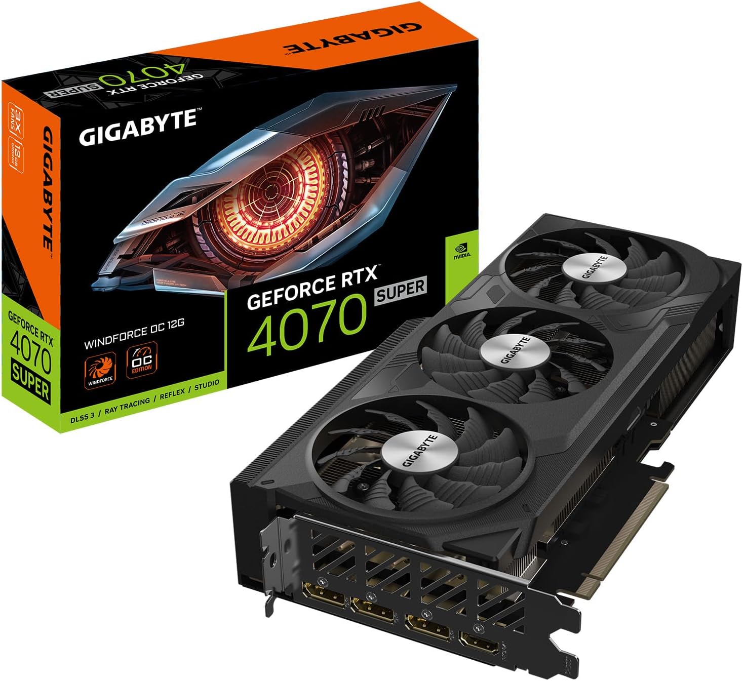GIGABYTE GeForce RTX 4070 Super WINDFORCE OC 12G GDDR6X Graphics Card, 3X WINDFORCE Fans 