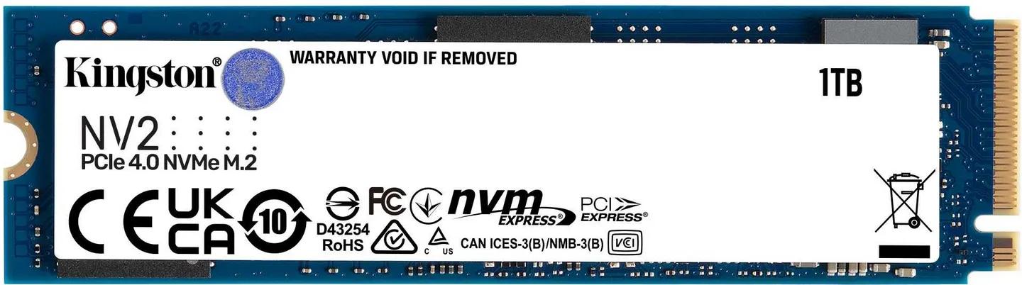 وحدة تخزين SSD كينغستون NV2 2280 بمساحة 1 تيرابايت PCie 4.0 NVMe M.2 (3,500 MB/s قراءة -  2,100MB/s كتابة)