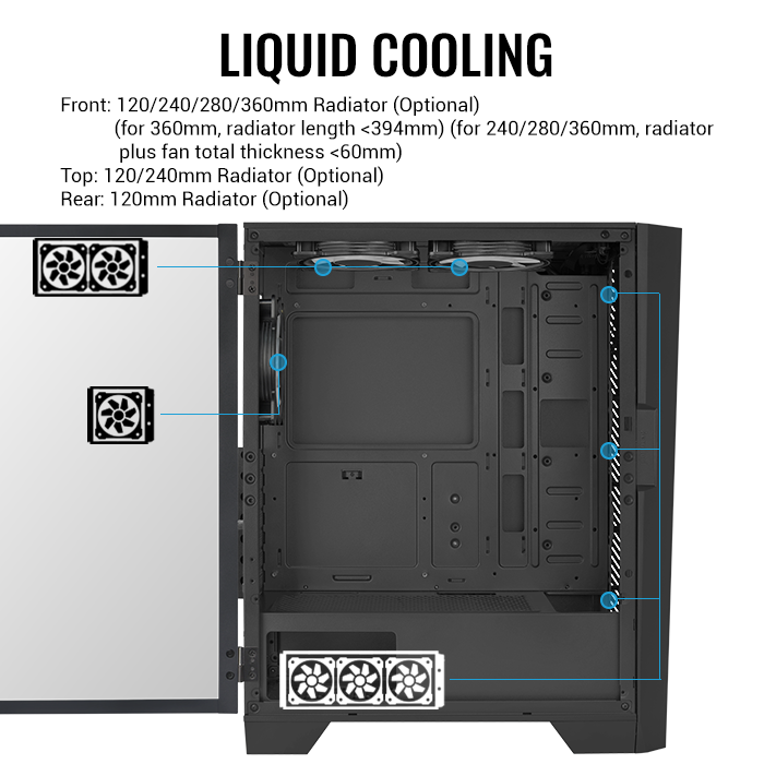 Aerocool Mirage G-BK-V2 ARGB Mid Tower - كيس