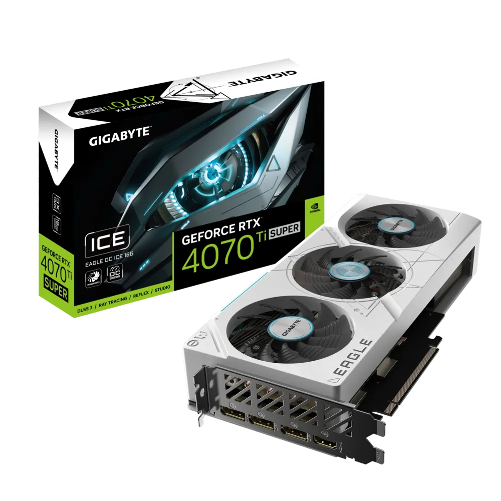 GIGABYTE GeForce RTX 4070 Ti SUPER EAGLE OC ICE 16G Graphics Card, 3x WINDFORCE Fans