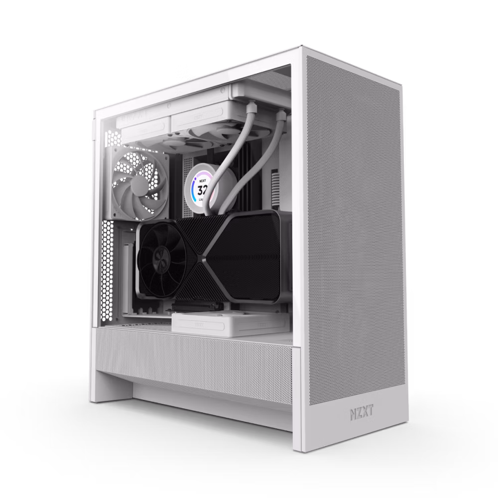 كيس NZXT H5 FLOW نسخة 2024 متوسط الحجم ATX - أبيض