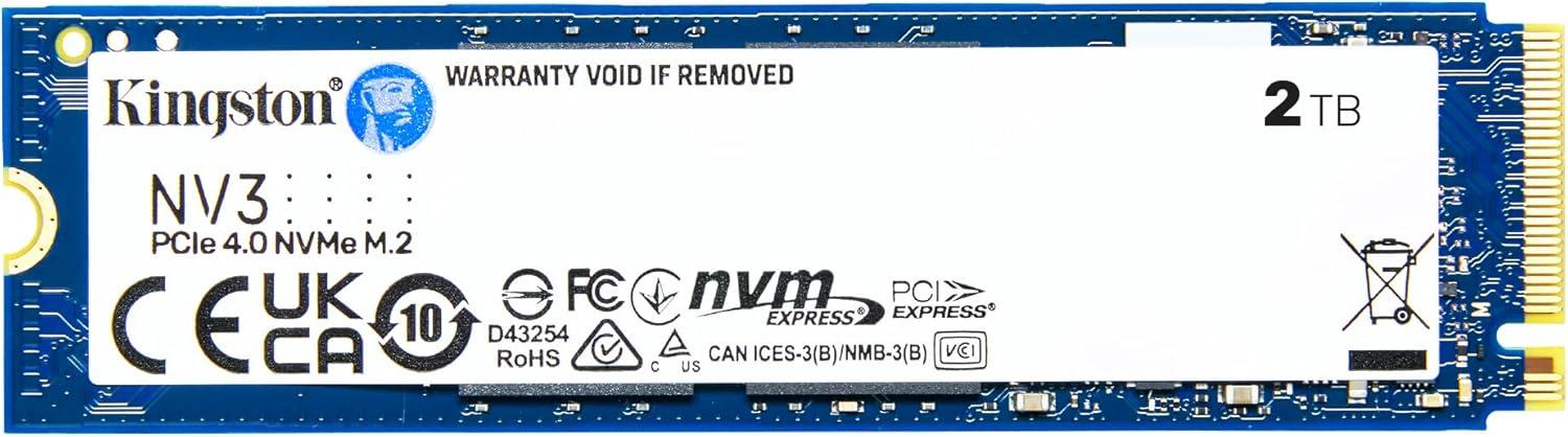 وحدة تخزين SSD كينغستون NV3 2280 بسعة 2 تيرابايت 2280  PCIe 4.0 NVMe M.2 - (6,000MB/s قراءة - 5,000MB/s كتابة)